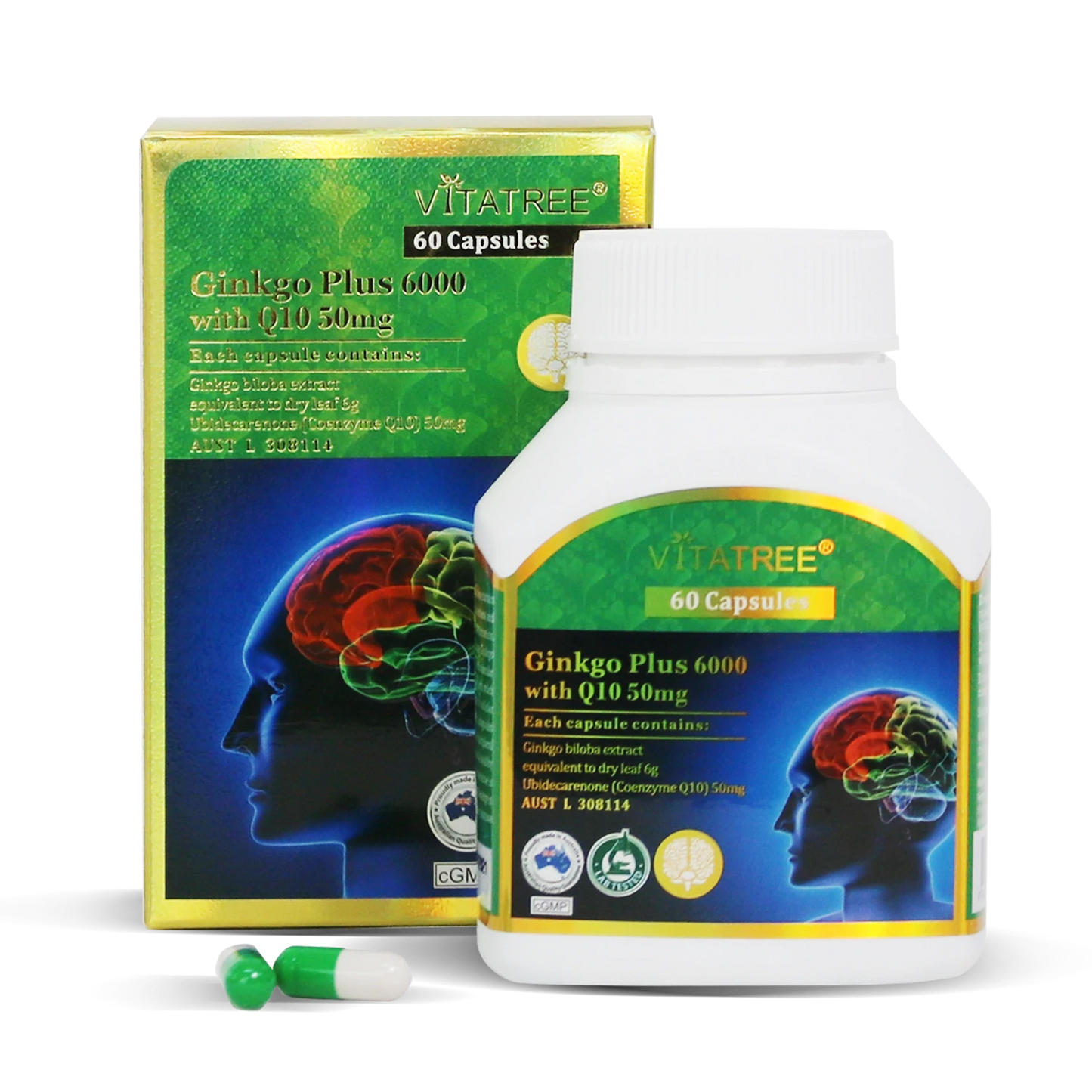 Vitatree Ginkgo Plus 6000 with Q10 50mg 60 viên - Bổ não và tim mạch