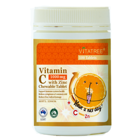 Vitatree Viên ngậm Vitamin C + kẽm 1000mg 100v