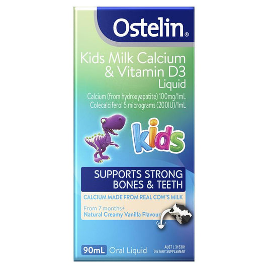Ostelin Kids Milk Calcium & Vitamin D3 Liquid 90ml - Bổ sung canxi & D3 cho bé từ 7 tháng tuổi