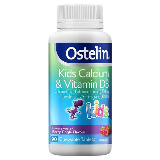 Ostelin Kids Calcium & Vitamin D3 90 Viên - Kẹo canxi & D3 cho bé 2-13 tuổi